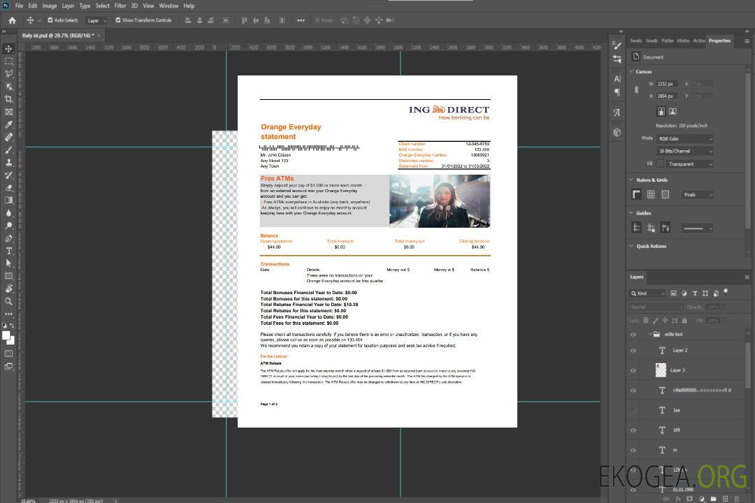 Australie Relevé bancaire ING Direct 2 pages xls template Australie Relevé bancaire ING Direct 2 pages xls template